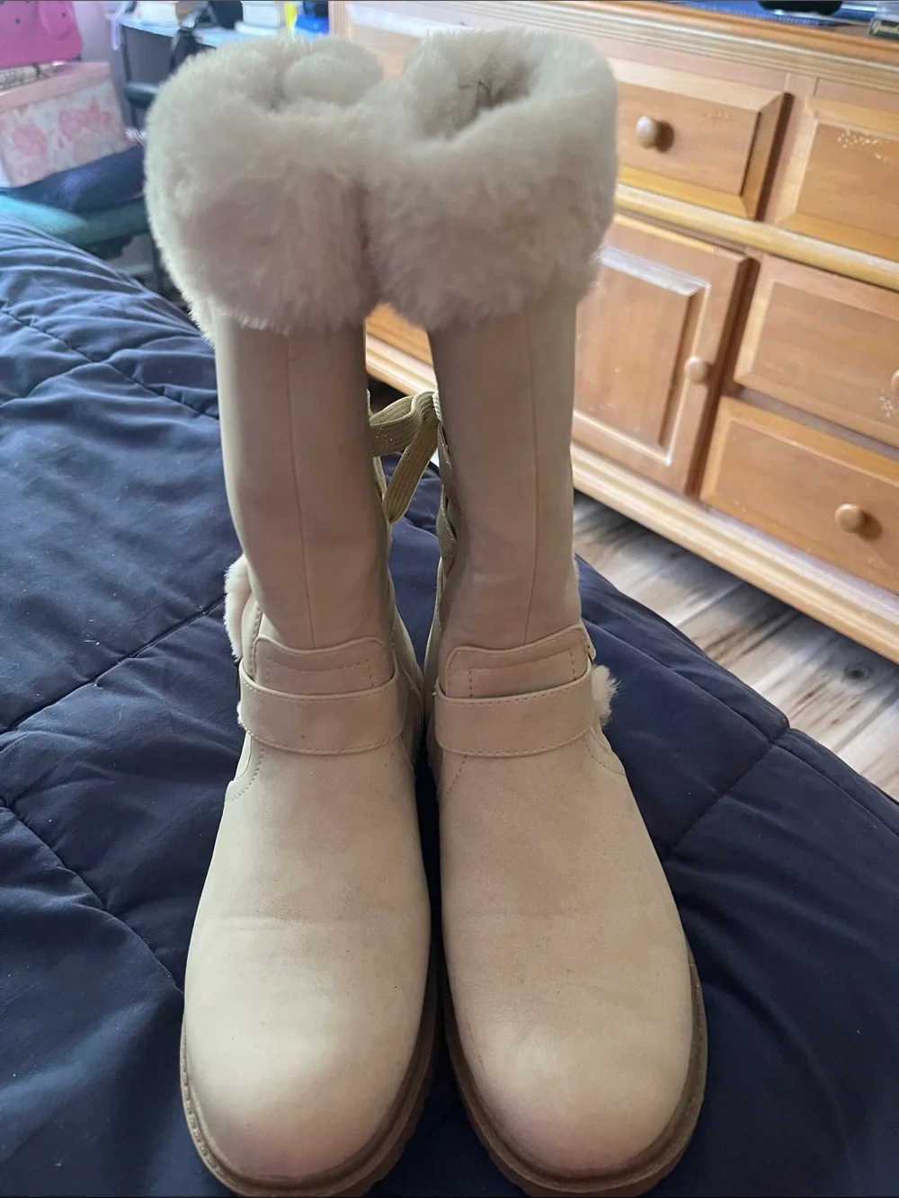 Paris Blues Cream Faux-Fur Lined Girls' Winter Boots